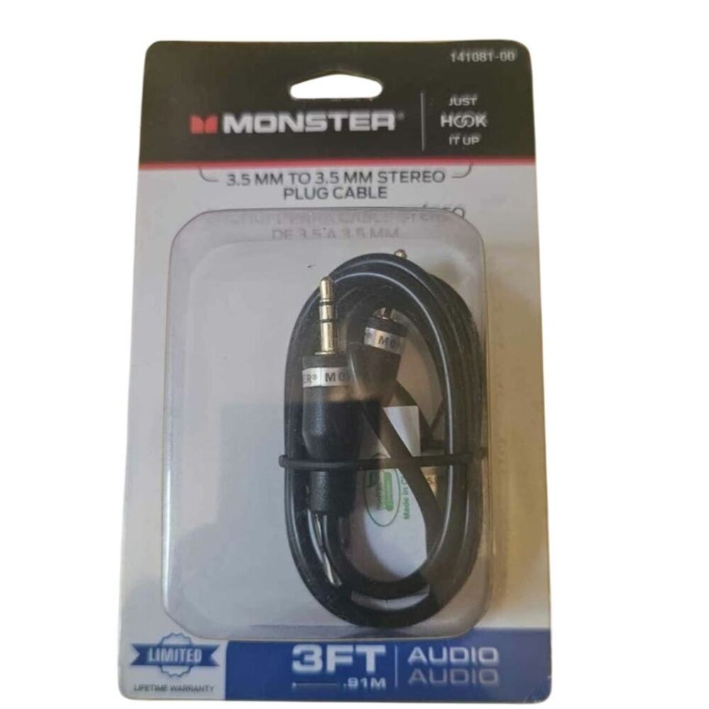 Monster 3ft 3.5 mm to 3.5 mm Stereo Plug Cable
